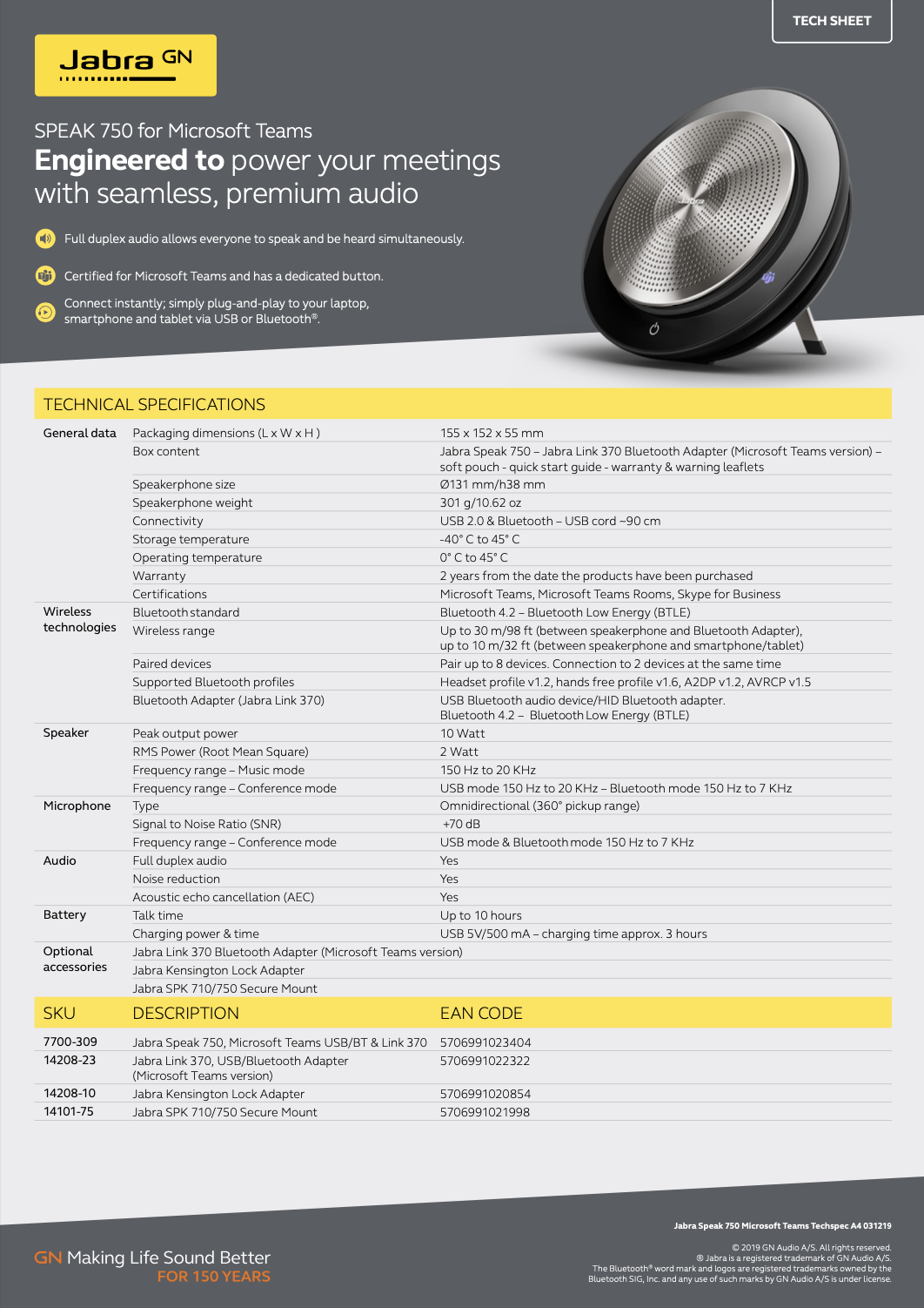 公式】 GNオーディオ Jabra 7700-309 SPEAK750 MS ネットワーク機器